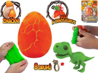Obrázek z Dino vejce 8cm se slizem, dinosaurem a prstýnkem 8dr, na kartě 